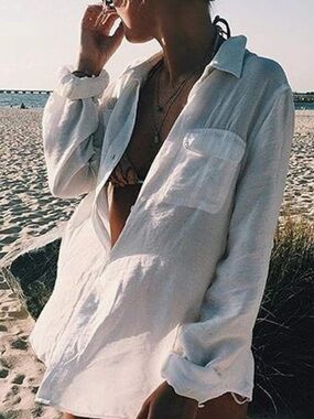 White Lightweight Men's Button-Up Shirt